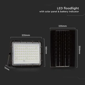Reflector cu incarcare solara 15w 1200lm 6400k - negru