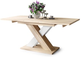 Mazzoni KARO Stejar Sonoma/Alb Mat – MASĂ/MĂSUȚĂ DE CAFEA MODERNĂ CU BLAT EXTENSIBIL până la 180 cm
