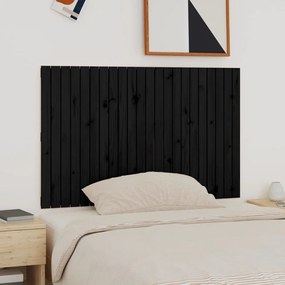824922 vidaXL Tăblie de pat pentru perete, negru, 140x3x90 cm, lemn masiv pin