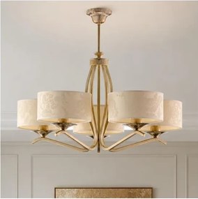 Brilagi - Lustru pe tijă SAPHIRE 5xE27/15W/230V diam. 66 cm crem/auriu/patină