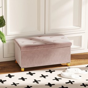 HOMCOM Banc de depozitare capat de pat pliabil volum 67 L capacitate de incarcare 120 kg cu capac 76L x 38l x 38H cm roz | Aosom Romania