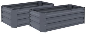 Outsunny Set de 2 patrate de gradina dim. 100L x 50l x 30H cm - tabla de otel ondulata gri | Aosom Romania