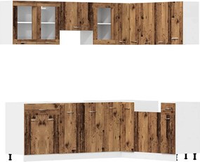 vidaXL Set dulap de bucătărie Lyon din 11 piese Lemn vechi Lemn prelucrat