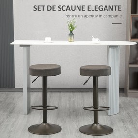 HOMCOM Set 2 Scaune Bar Pivotante Reglabile Gri, Design Modern 35x36x64-85cm | Aosom Romania