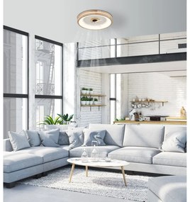 Lustra LED cu ventilator si telecomanda GATIAN lemn