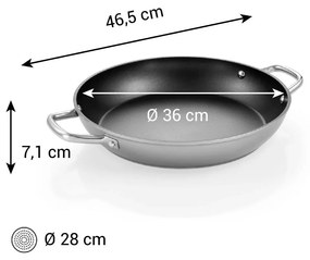 Tescoma Tigaie GrandCHEF+ diametru 36 cm, 2 mânere, diam. 36 cm