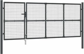 vidaXL Poartă de grădină cu plasă, antracit, 350x125 cm, oțel galvanizat