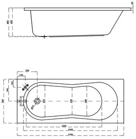 Cada baie incastrata Cersanit Nike, 170 x 70 cm, dreptunghiulara, alb lucios 1700x700 mm