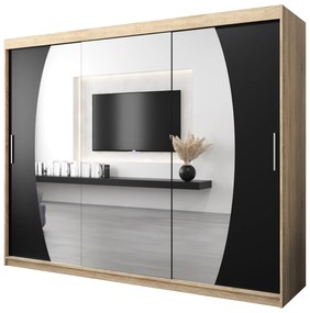 Dulap de haine 250 cm Eclipse (Stejar sonoma + Negru mat). 1063453