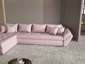 Colțar extensibil dumonde cu ladă de depozitare si sezut confortabil din spuma high-density, Loana XL Enjoy Flamingo 335x185 cm