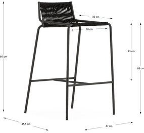 Scaun de bar negru din metal (înălțime șezut 65 cm) Emily – Marckeric