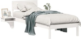 vidaXL Cadru de pat cu headboard Alb 75 x 190 cm Lemn de pin masiv