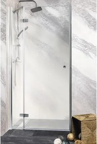Ușă duș batantă Sanotechnik Sanoflex Symphony, 95-97x195 cm, sticlă securizată transparentă, profil crom, stânga