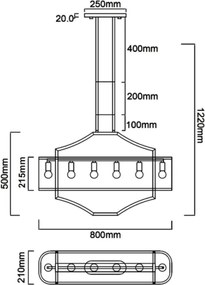 Open Design OR84856 - Lustră cu tijă GERDO OVALE 6xE14/12W/230V alamă/alb