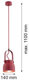 Lustră pe cablu LOGAN 1xE27/15W/230V d. 14 cm roșu Argon 8292