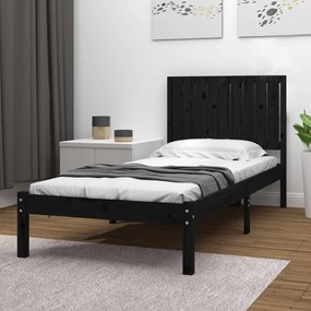 3104382 vidaXL Cadru de pat single, negru, 90x190 cm, lemn masiv de pin