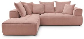 Colțar roz cu tapițerie din chenille (cu colț pe partea stângă/în formă de ”L”) Whesley – Bobochic Paris