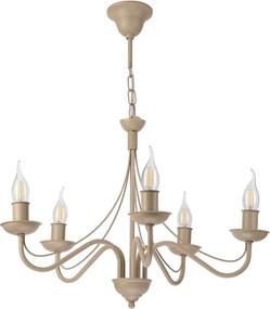 Lustru suspendat pe lanț ANTON 5xE14/60W/230V bej