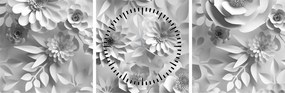 Tablou - Flori albe (cu ceas) (90x30 cm)