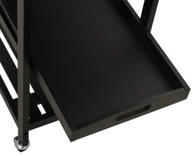 HOMCOM Carucior de Servire, carucior pentru bucatarie cu raft pentru sticle, 60L x 40l x 85h cm, blat din inox, negru | Aosom Romania
