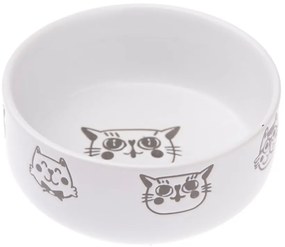 Bol din ceramică pentru pisici Dakls, 300 ml, alb