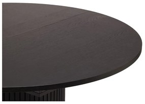 Masă de dining rotundă neagră extensibilă cu aspect de lemn de stejar ø 115 cm Malaga – Bonami Selection