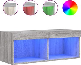 vidaXL Comodă TV cu lumini LED, gri sonoma, 80x30x30 cm
