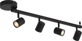 Spot de tavan modern negru cu 4 lumini GU10 50mm, inclusiv iluminare de fundal și întrerupător cu 3 căi - Back Up
