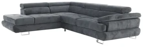 Colţar, material textil, gri, model stânga, BUTON P