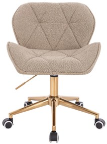 HR111K Scaun Latte Boucle cu Bază Aurie