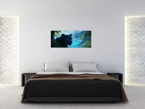 Tablou - Pantera neagră în junglă (120x50 cm)