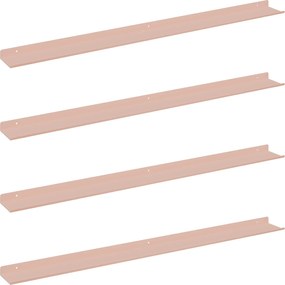 vidaXL Raft suspendat Pe perete 4 pcs Roz 100 x 9 x 2,5 cm Oțel