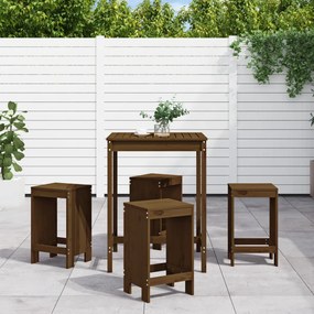 3157742 vidaXL Set mobilier bar de grădină, 5 piese, maro miere lemn masiv pin