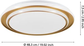 Eglo 902045 - Plafonieră LED MOSCHELLA, 36W/230V, diametru 49 cm, auriu