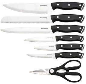 Set cuțite Klausberg KB 7985, 13 piese, Oțel inoxidabil, Mâner + ascuțitor, Negru