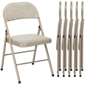 HOMCOM Lot de 6 scaune pliante scaune de bucatarie portabile cadru din otel dim. 45l x 46P x 78H cm bej | Aosom Romania