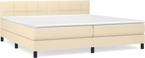 vidaXL Pat box spring cu saltea, crem, 200x200 cm, textil