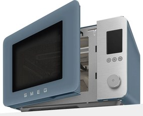 Cuptor cu microunde combinat cu aer cald SMEG Collezione MOC02SBMEU, 900 W, 27 l, 25 de programe, închidere lentă, setări personalizate, albastru