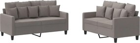 vidaXL Set de canapea cu perne, 2 piese, gri taupe, material textil