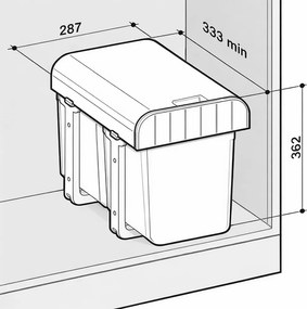 Cos gunoi incorporabil Ecomax Aladin Black Bio 40, cu extragere totala, negru, 1 x 16 l H:362 mm; L:287 mm; A:333 mm, Negru, Plastic 100% reciclat