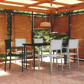 vidaXL Set mobilier pentru grădină, alb și negru, 7 piese