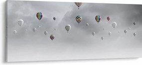 Tablou - Baloane pe perete de cărămidă (120x50 cm)