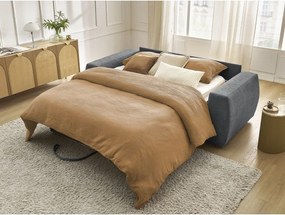 Canapea gri închis pentru dormitul zilnic/extensibilă cu tapițerie din chenille 220 cm Hugo – Bobochic Paris