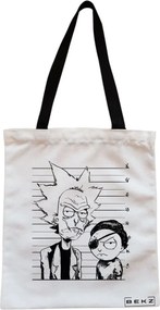 Sacosa de Panza pentru Cumparaturi, Geanta Tote, model Rick and Morty, Cu fermoar, 38x34.5 cm, Alba, BEKZ®