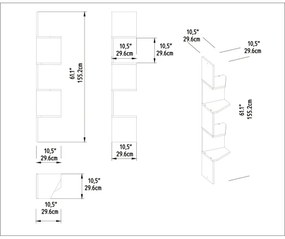 Etajeră de colț DESALDO 155,2x29,6 cm maro