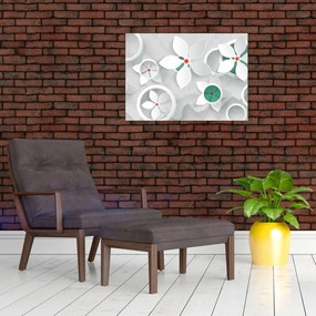 Tablou pe sticlă abstracției florale (70x50 cm)