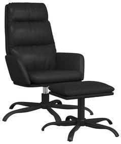 3097535 vidaXL Scaun relaxare cu taburet, negru, piele ecologică