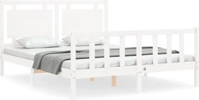 vidaXL Cadru de pat fără saltea, alb, 160x200 cm, lemn masiv pin