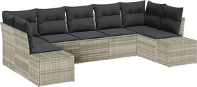 vidaXL Set de canapele pentru grădină 7 pcs Gri deschis poliratan