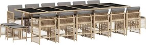 vidaXL Set mobilier grădină cu perne, 17 piese bej combinat poliratan